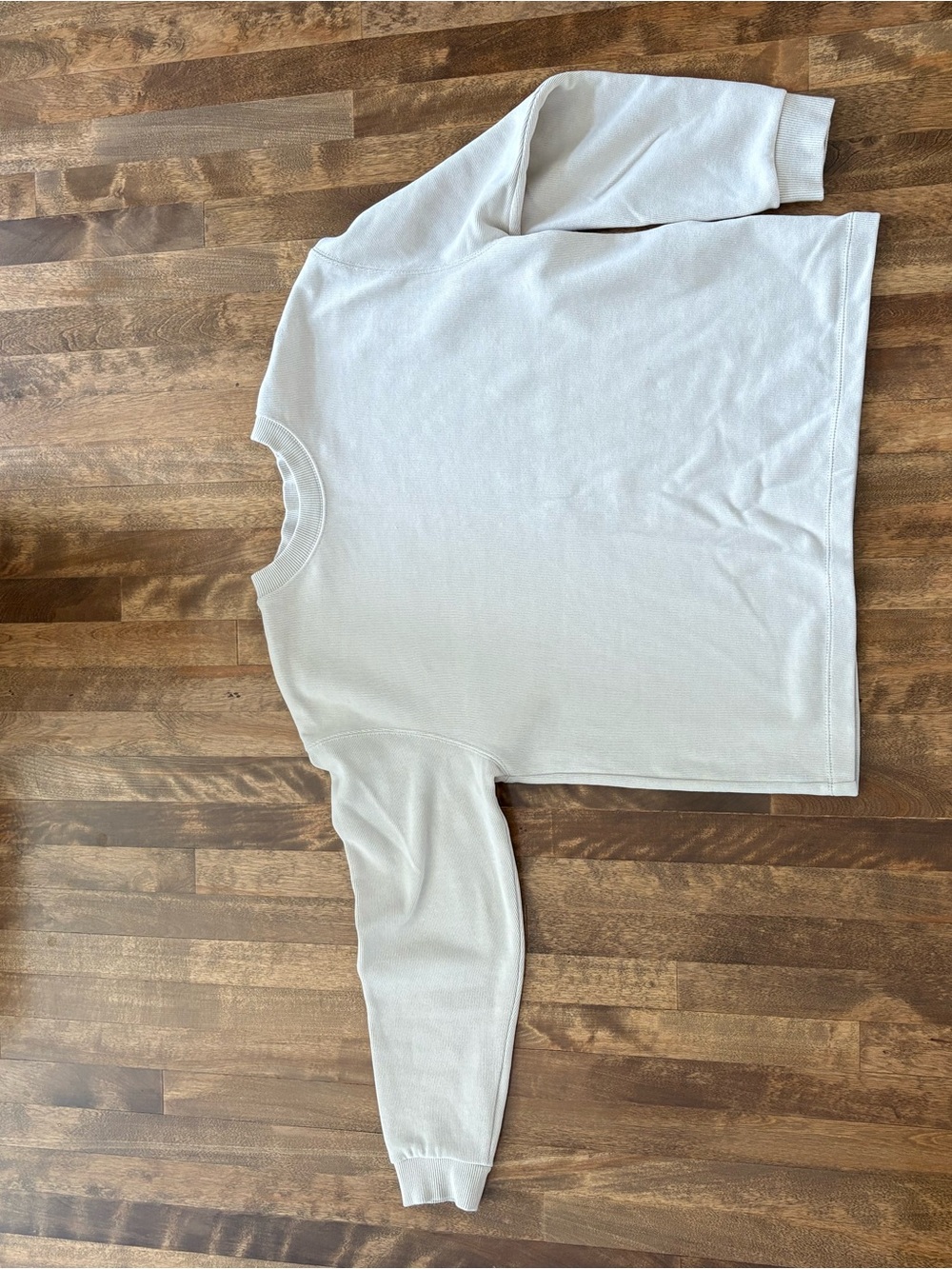 Zara Ribbed Crewneck Sweater in Beige